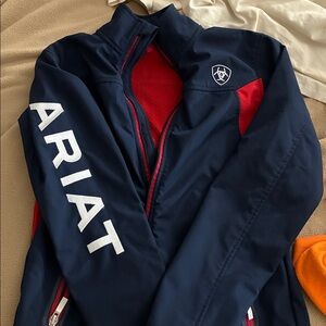 Ariat Softshell Jacket Womens XS Blue Red Team Windbreaker Equestrian Zip Riding